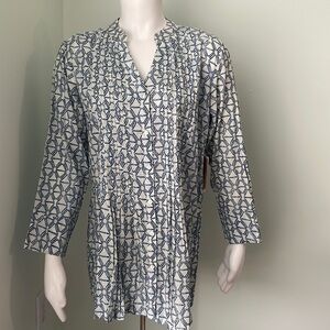 BluTHREADS boutique cotton pin-tuck button front tunic NEW